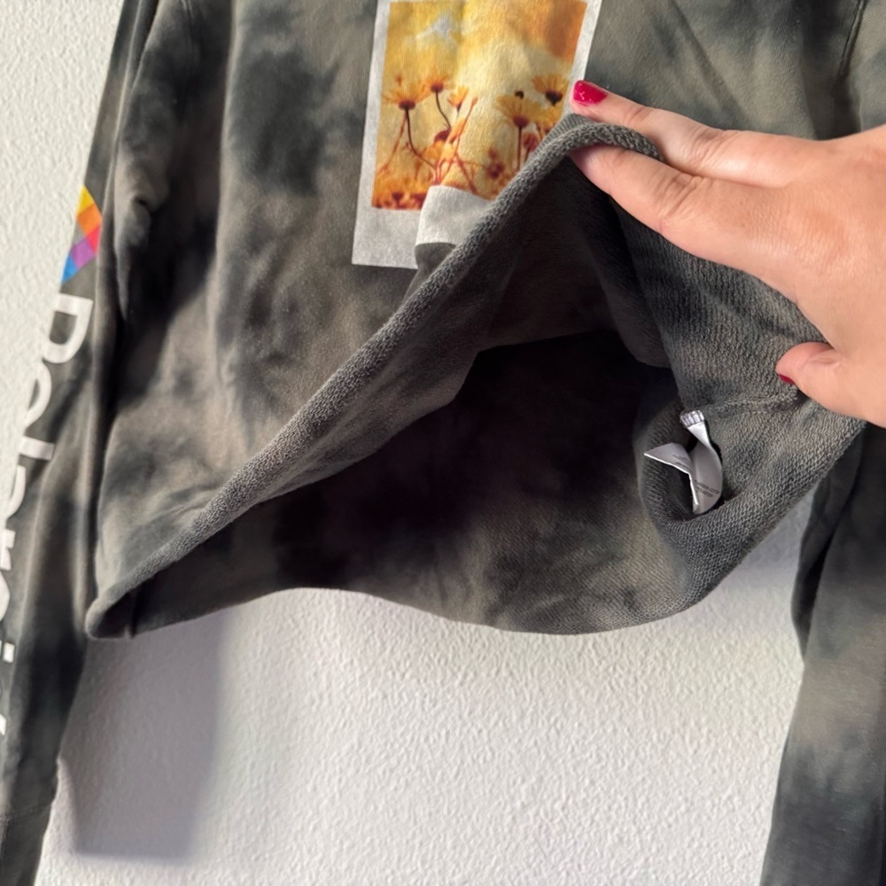 Polaroid Tie-Dye Crop Sweatshirt Floral Vintage Photo Print Oversized Small - Picture 5 of 10